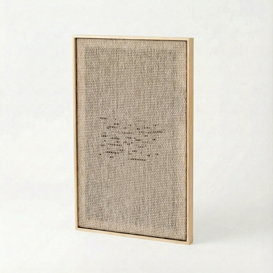 Flun handwoven wool tapestry shown hanging on a wall