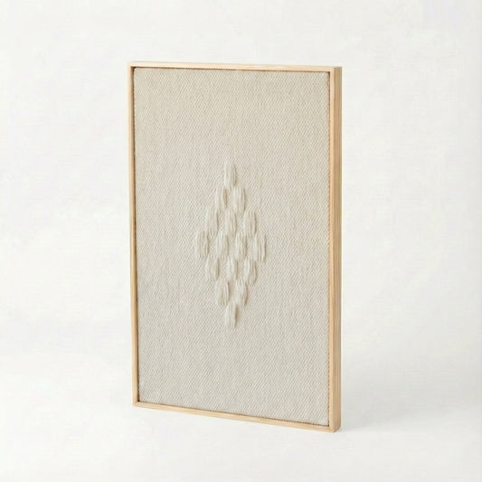 Framed 7 oak/pine wood-framed handwoven wool wall art by Lale Studio & Shop