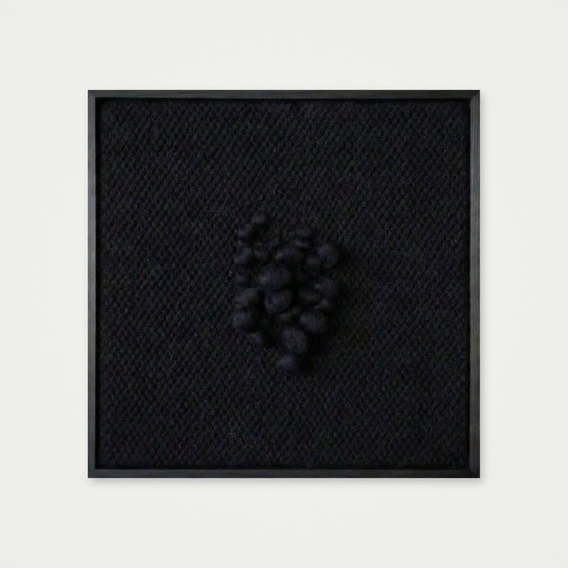 Enigma - Sculptural Framed Tapestry - Black Wool and Wood Art