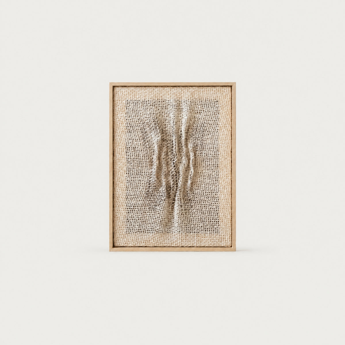 Falla handwoven wool tapestry with structural fiber relief in a solid pine frame, textile wall art by Lale Studio & Shop