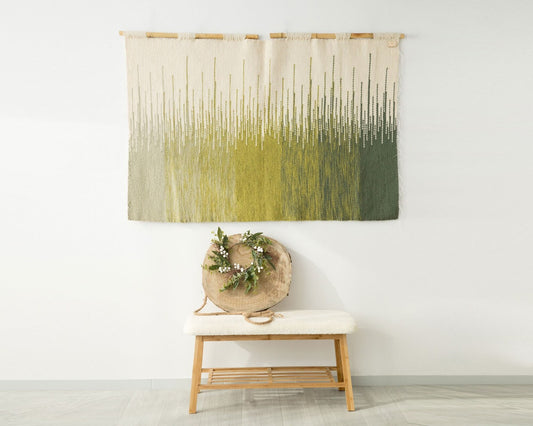 Vero rod-mounted handwoven wool wall art by Lale Studio & Shop