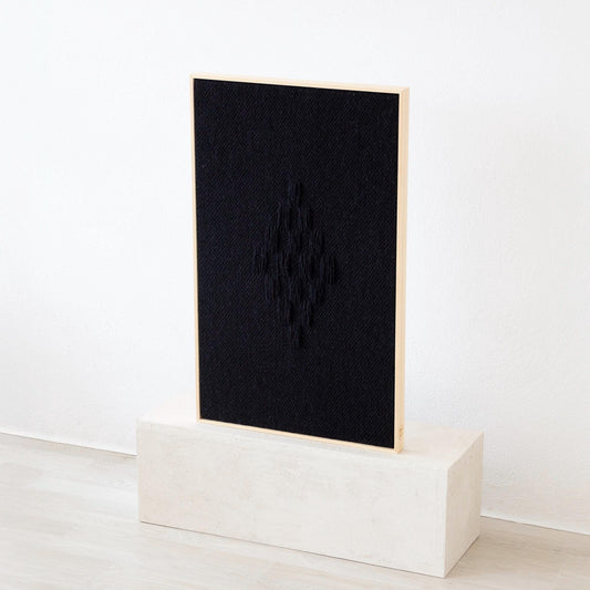 Framed VII Black oak/pine wood-framed handwoven wool wall art by Lale Studio & Shop