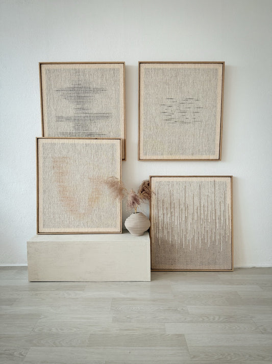 Minimalist Framed handwoven wool wall art, view 10