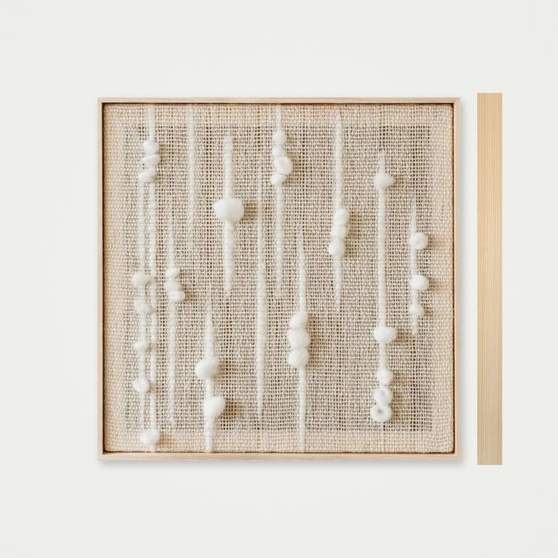 Olit - Minimalist Framed Wall Tapestry - Natural Wool and Wood Art