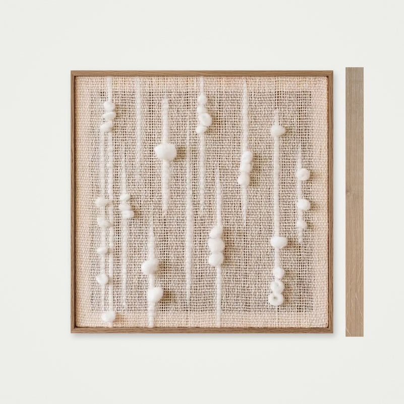 Olit - Minimalist Framed Wall Tapestry - Natural Wool and Wood Art