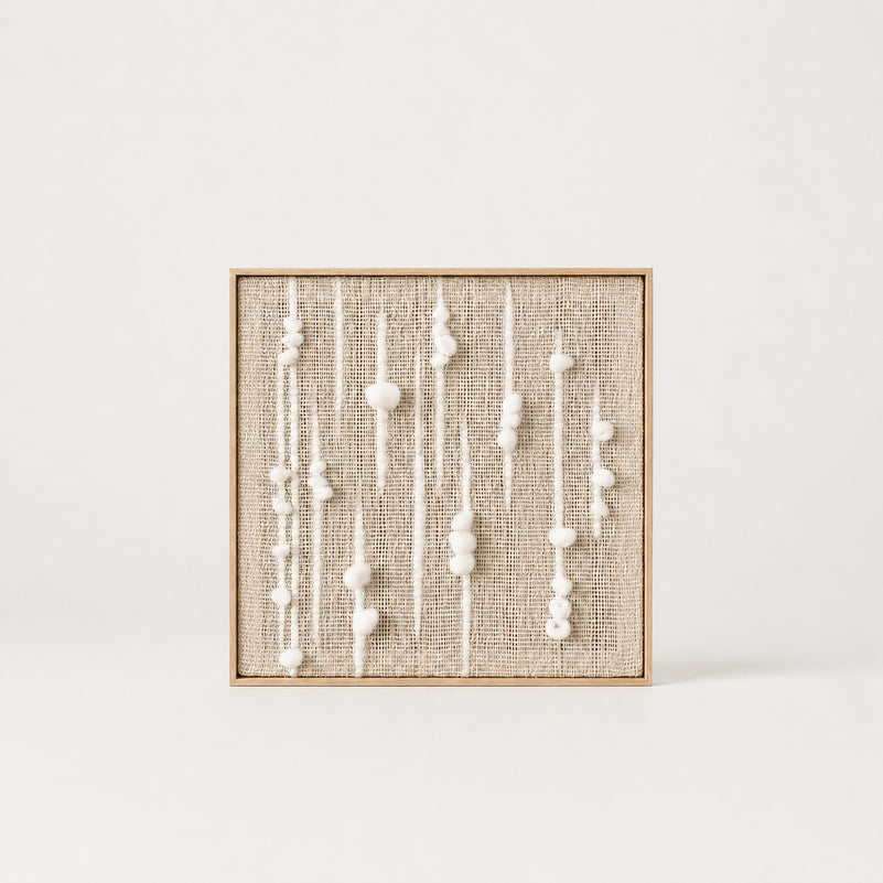 Olit - Minimalist Framed Wall Tapestry - Natural Wool and Wood Art