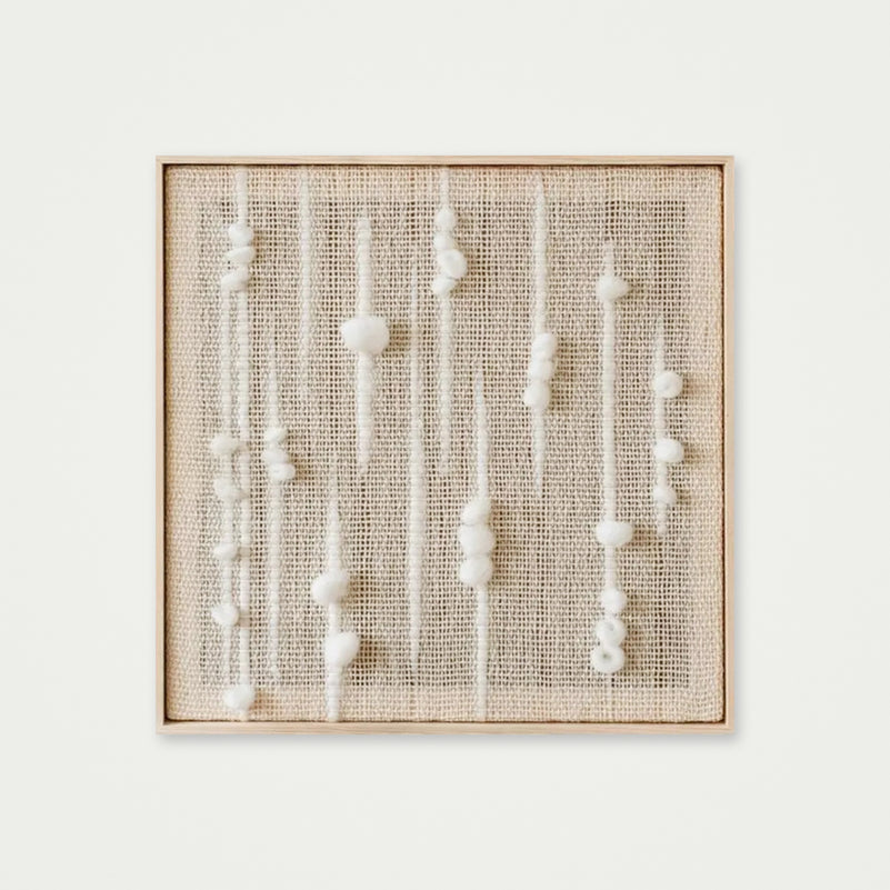 Olit - Minimalist Framed Wall Tapestry - Natural Wool and Wood Art