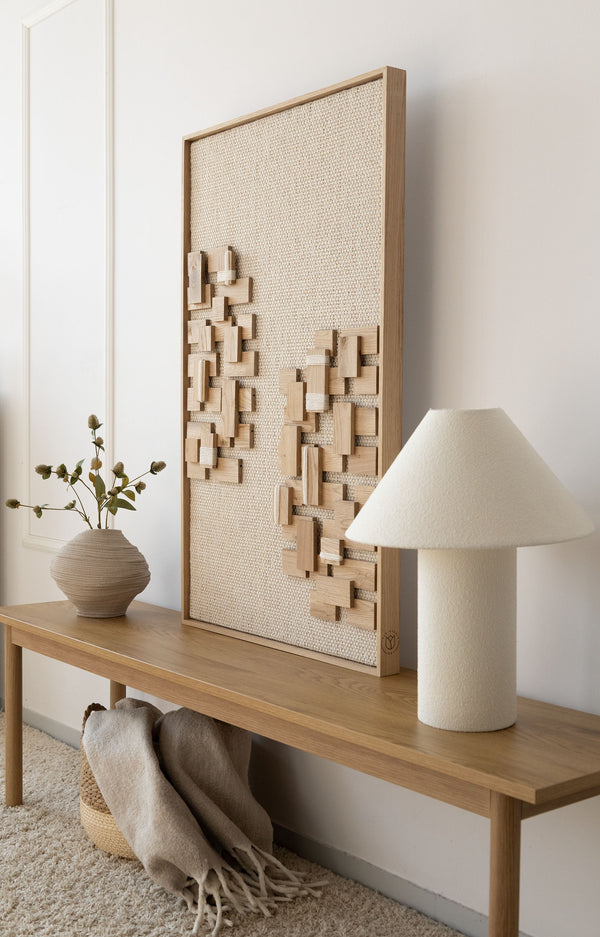 Twin Groves handwoven wool and oak wall art, view 8