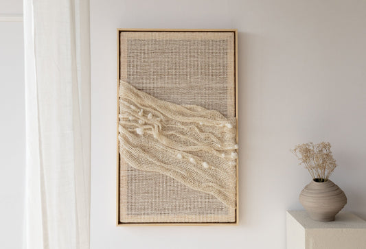 Handwoven wool wall art by Lale Studio, a slow-craft textile studio in Poland