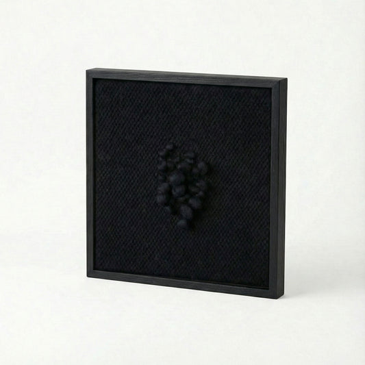 Enigma - Sculptural Framed Tapestry - Black Wool and Wood Art