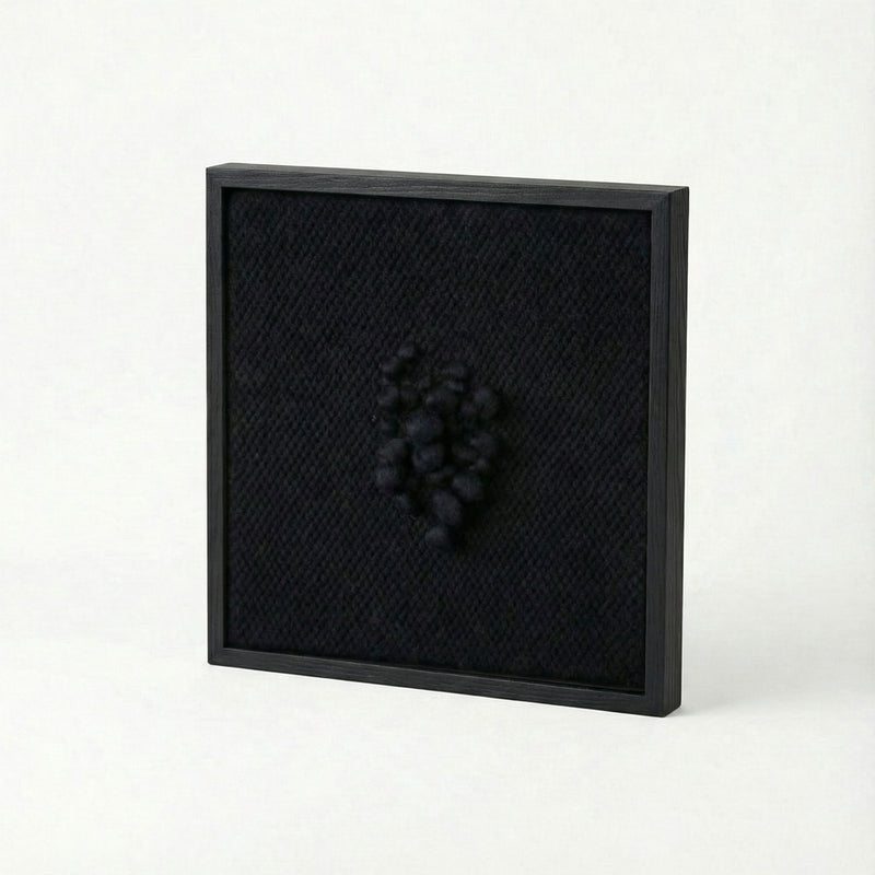 Enigma - Sculptural Framed Tapestry - Black Wool and Wood Art