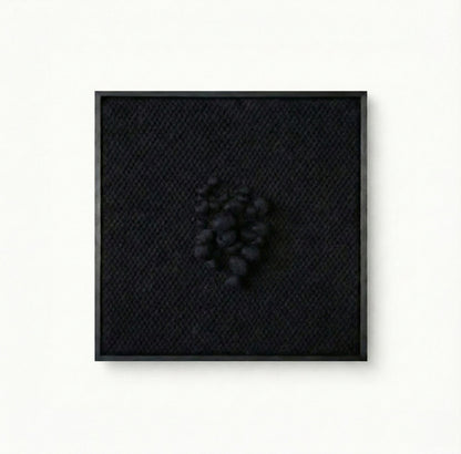 Enigma - Sculptural Framed Tapestry - Black Wool and Wood Art