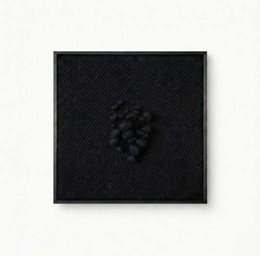 Enigma - Sculptural Framed Tapestry - Black Wool and Wood Art