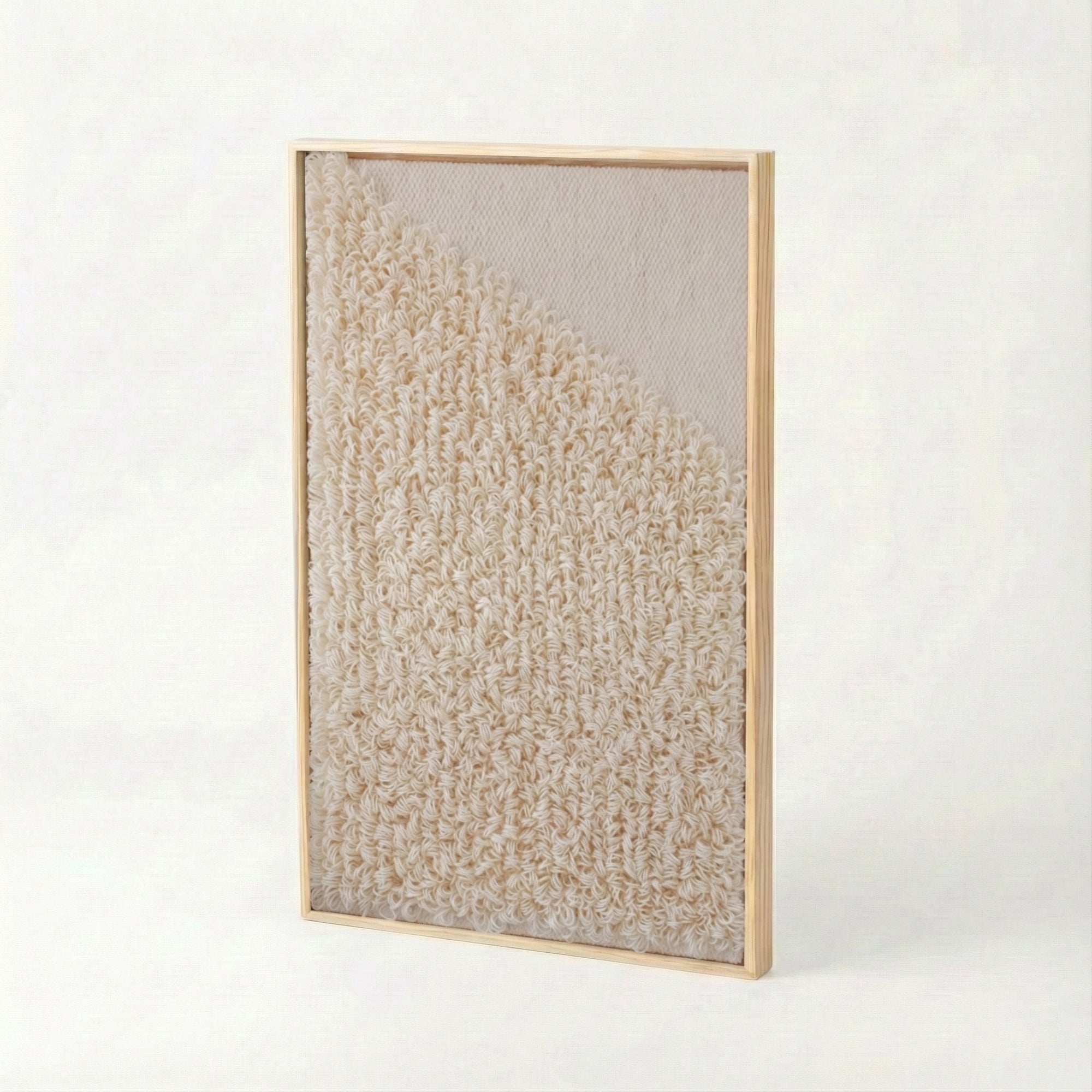 Framed 5 oak/pine wood-framed handwoven wool wall art by Lale Studio & Shop