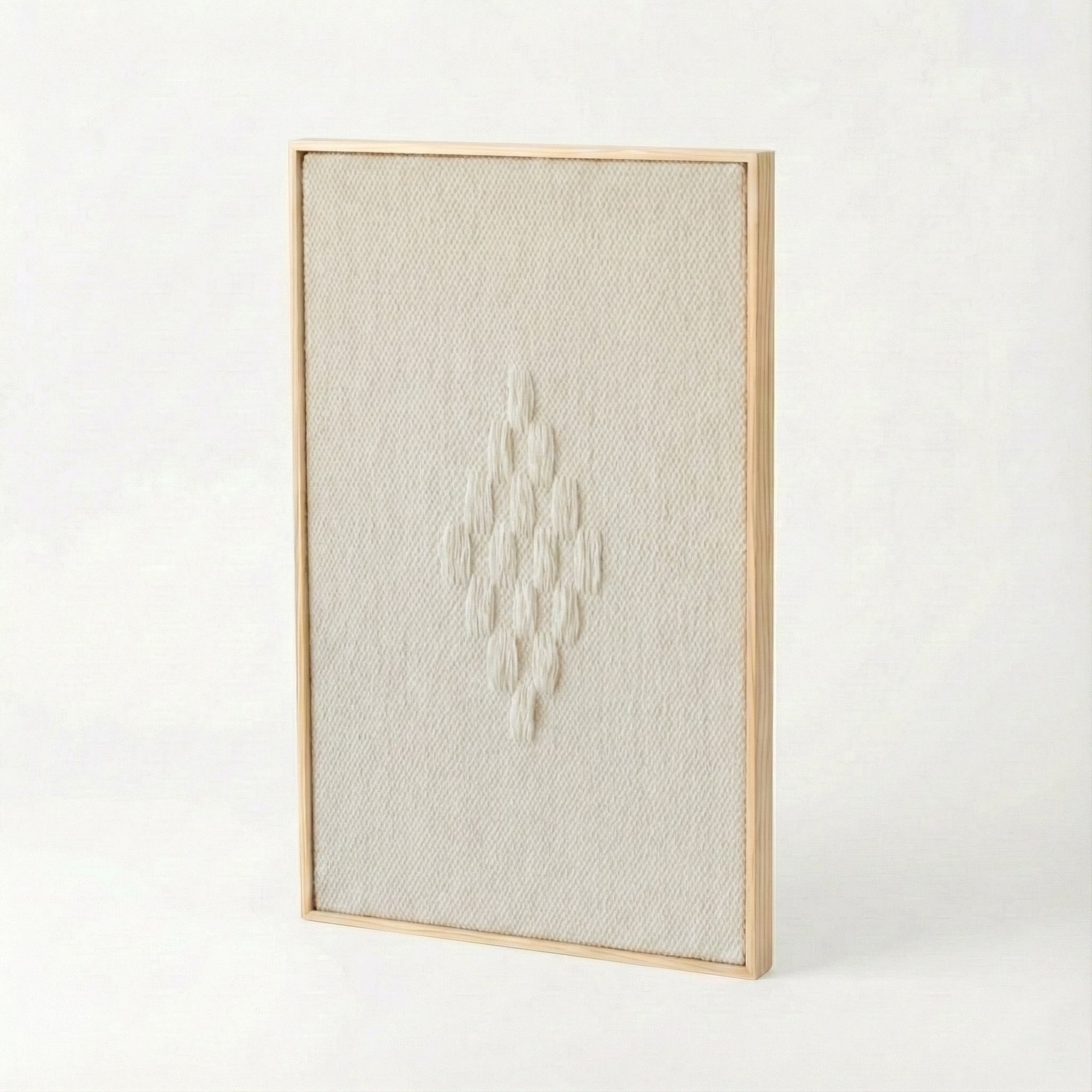Framed 7 oak/pine wood-framed handwoven wool wall art by Lale Studio & Shop