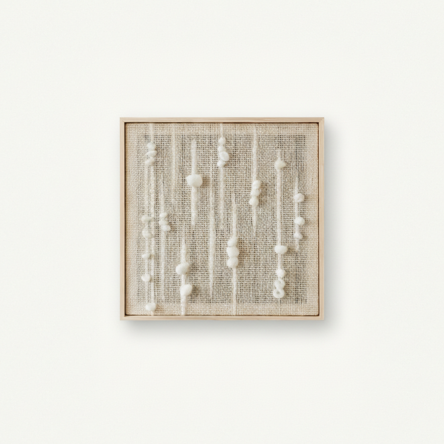 Olit - Minimalist Framed Wall Tapestry - Natural Wool and Wood Art