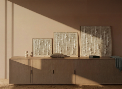 Olit - Minimalist Framed Wall Tapestry - Natural Wool and Wood Art