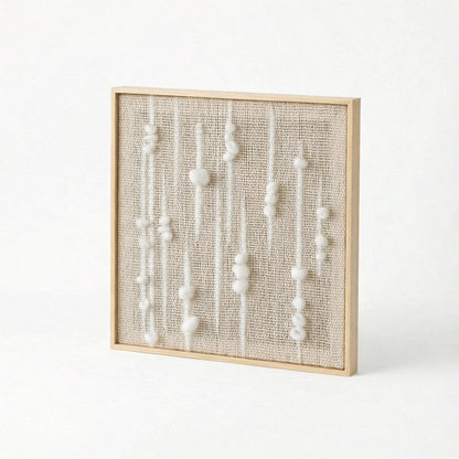Olit - Minimalist Framed Wall Tapestry - Natural Wool and Wood Art
