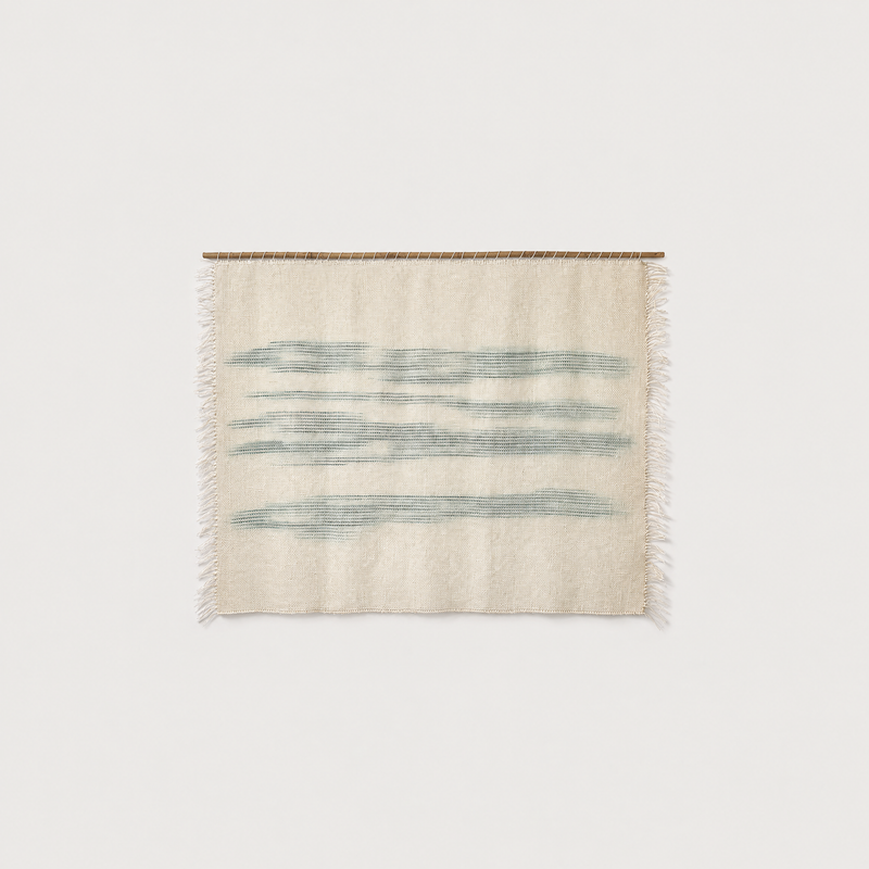 A'La Matcha handwoven wool wall hanging green and natural tapestry Lale Studio & Shop