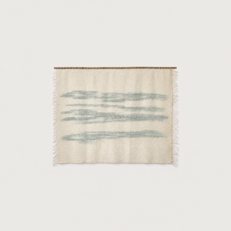 A'La Matcha handwoven wool wall hanging green and natural tapestry Lale Studio & Shop