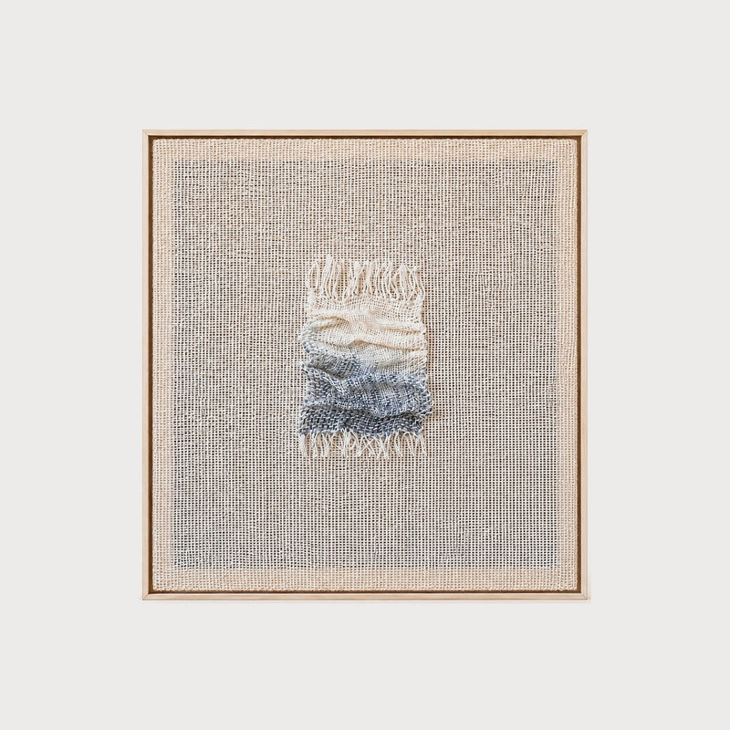 Aestus handwoven two-ply wool textile sculpture in a solid wooden frame, Aera collection by Lale Studio & Shop