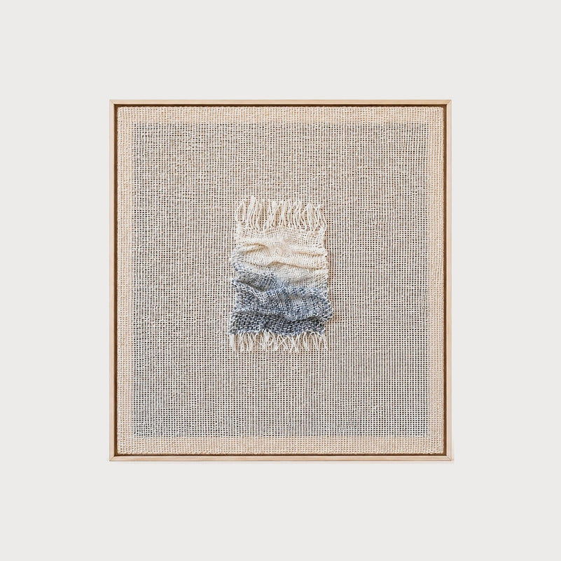 Aestus handwoven two-ply wool textile sculpture in a solid wooden frame, Aera collection by Lale Studio & Shop