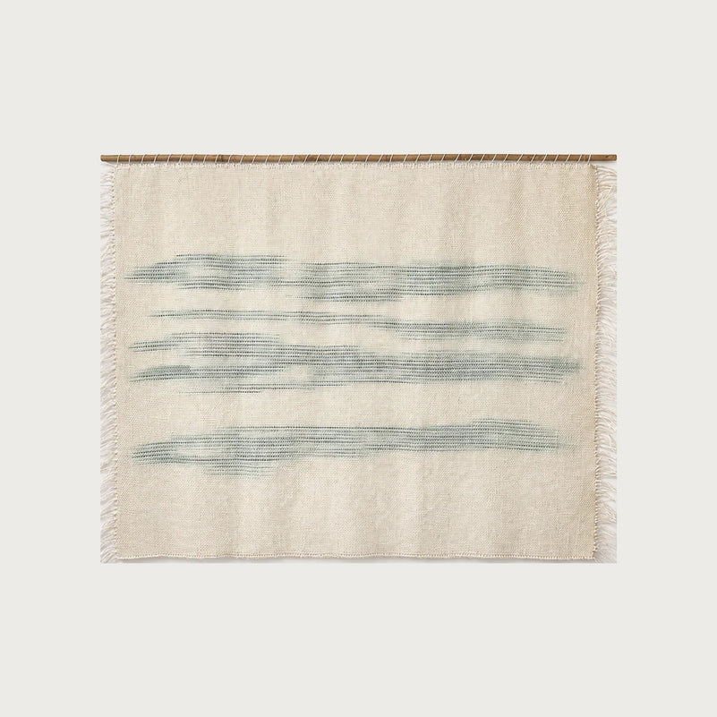A'La Matcha handwoven wool wall hanging green and natural tapestry Lale Studio & Shop