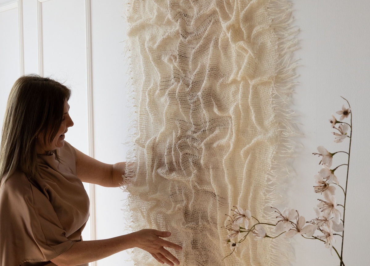 Alveo floating handwoven wool wall art by Lale Studio & Shop