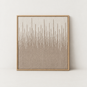 Balanse handwoven two-ply wool tapestry with vertical gradient in a slim pine frame, Lale Studio & Shop