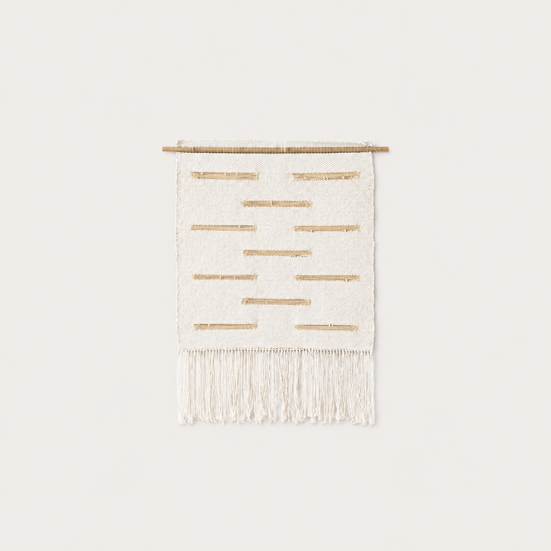 Bambu Viivoja handwoven cotton wall hanging natural tapestry Lale Studio & Shop