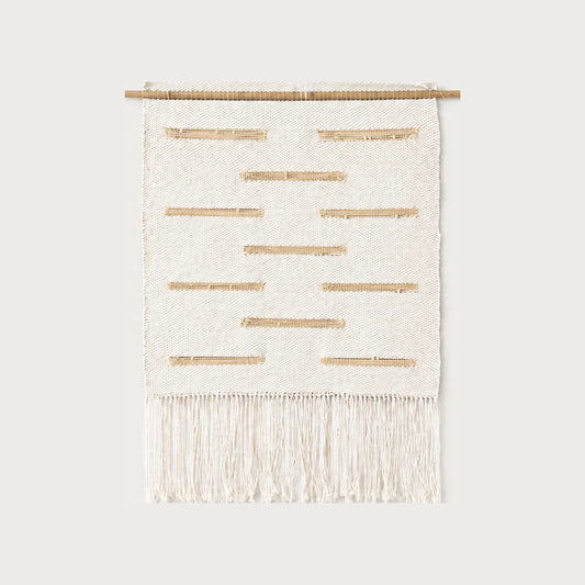 Bambu Viivoja handwoven cotton wall hanging natural tapestry Lale Studio & Shop
