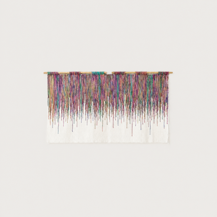 Colora handwoven wool wall hanging colourful fringe tapestry Lale Studio & Shop