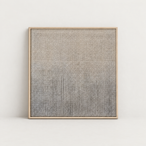 Doc handwoven two-ply wool tapestry with soft grey ombre in a slim pine frame, Lale Studio & Shop