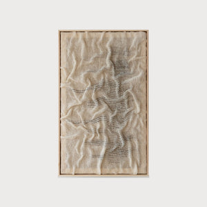 Duna wind sculpted handwoven two-ply wool wall art in a solid wooden frame by Lale Studio & Shop