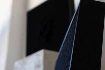 Enigma - Sculptural Framed Tapestry - Black Wool and Wood Art