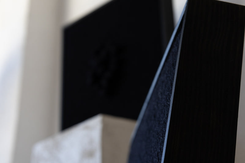 Enigma - Sculptural Framed Tapestry - Black Wool and Wood Art