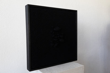 Enigma - Sculptural Framed Tapestry - Black Wool and Wood Art