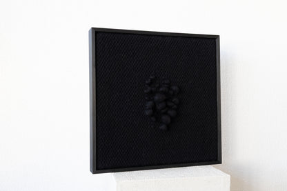 Enigma - Sculptural Framed Tapestry - Black Wool and Wood Art