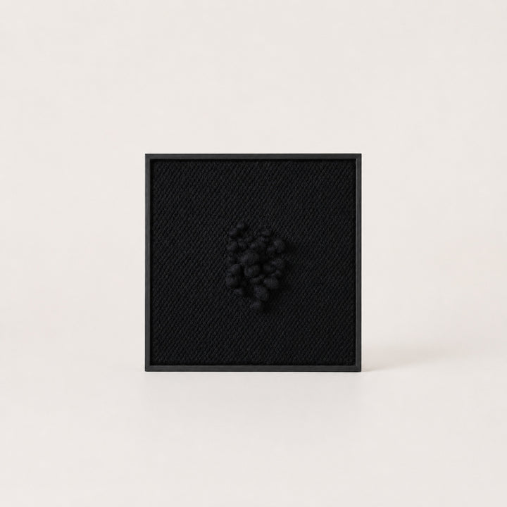 Enigma - Sculptural Framed Tapestry - Black Wool and Wood Art