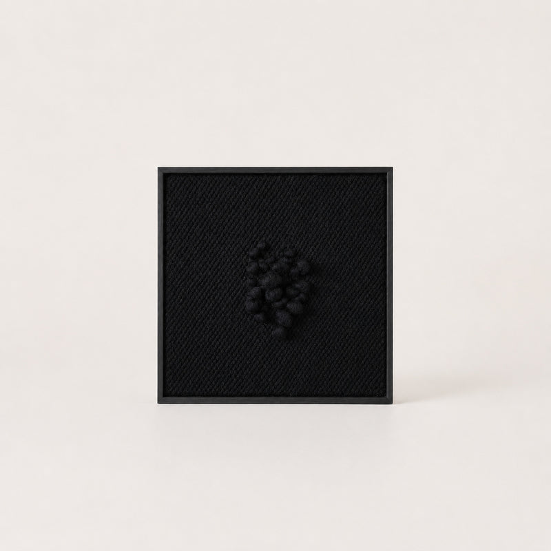 Enigma - Sculptural Framed Tapestry - Black Wool and Wood Art