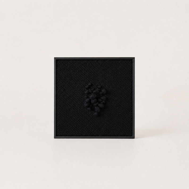 Enigma - Sculptural Framed Tapestry - Black Wool and Wood Art