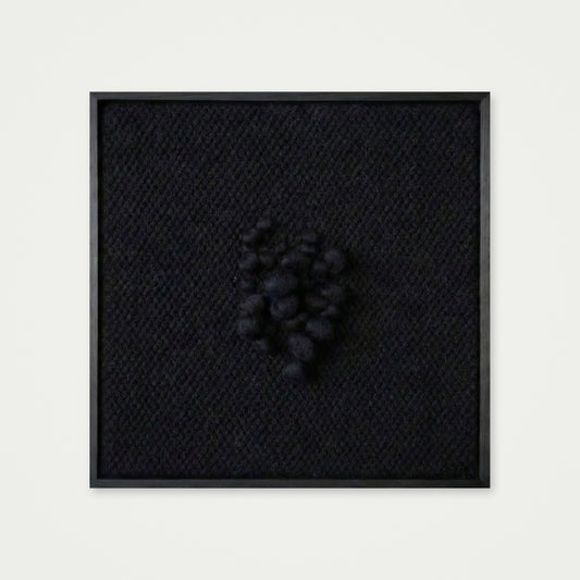 Enigma - Sculptural Framed Tapestry - Black Wool and Wood Art