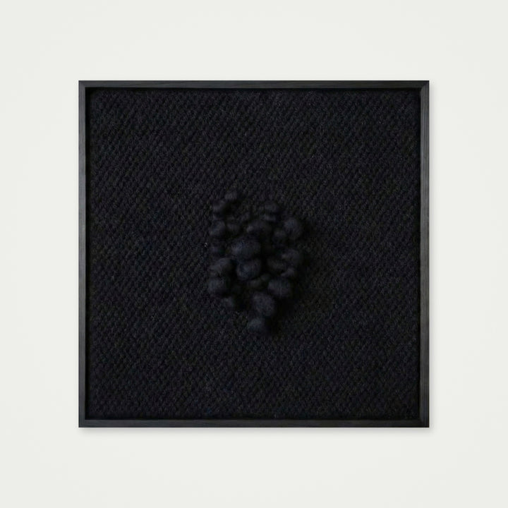 Enigma - Sculptural Framed Tapestry - Black Wool and Wood Art