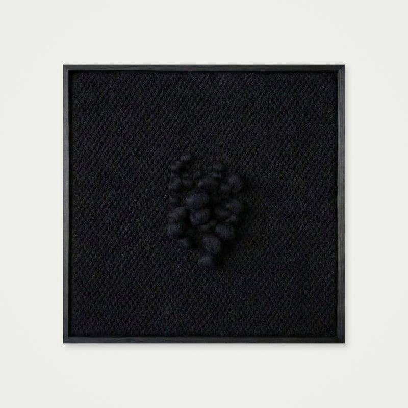 Enigma - Sculptural Framed Tapestry - Black Wool and Wood Art