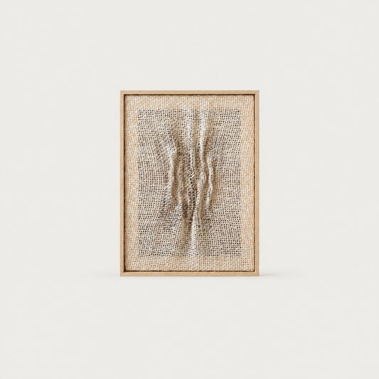 Falla handwoven wool tapestry with structural fiber relief in a solid pine frame, textile wall art by Lale Studio & Shop