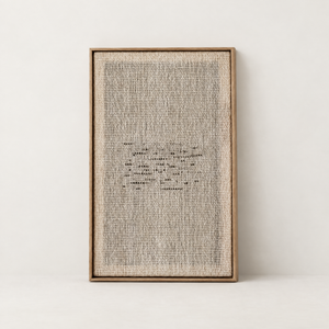 Flun handwoven two-ply wool tapestry in a slim pine frame, minimalist framed textile wall art by Lale Studio & Shop