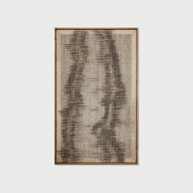 Flus minimalist handwoven two-ply wool tapestry in a solid wooden frame by Lale Studio & Shop