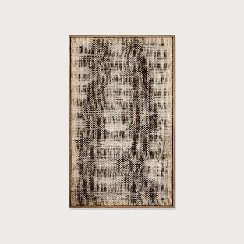 Flus minimalist handwoven two-ply wool tapestry in a solid wooden frame by Lale Studio & Shop