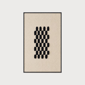 Framed II Black Pattern handwoven two-ply wool tapestry in a slim wood frame, framed textile wall art by Lale Studio & Shop