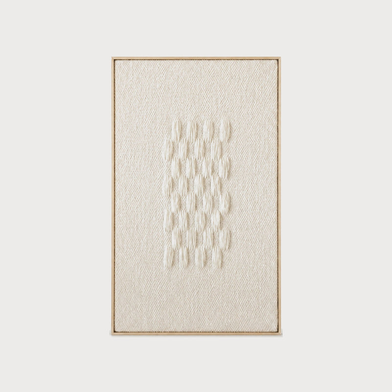 Framed II handwoven two-ply wool tapestry in a solid wooden frame by Lale Studio & Shop